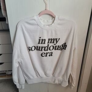 Target White Crew Neck Sweater with Graphic Text